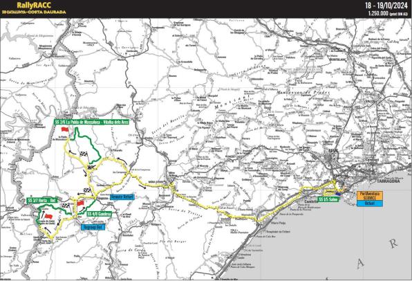 Mapa de los tramos del RallyRacc Catalunya-Costa Daurada 2024