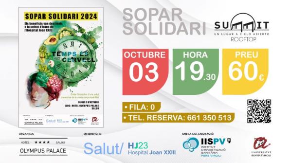 Cartell  sopar solidari ictus  Hotel Olympus Palace 4* Salou